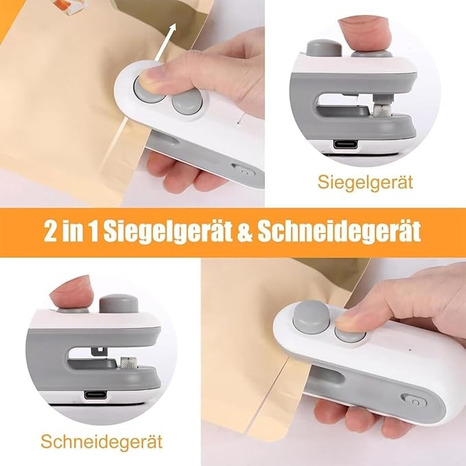Advanced 2 in 1 USB Rechargeable Magnetic Heat Sealing & Cutting Machine for Plastic Packing Bag Sealer Mini for Food, Snack, Chips, and Plastic Bags
