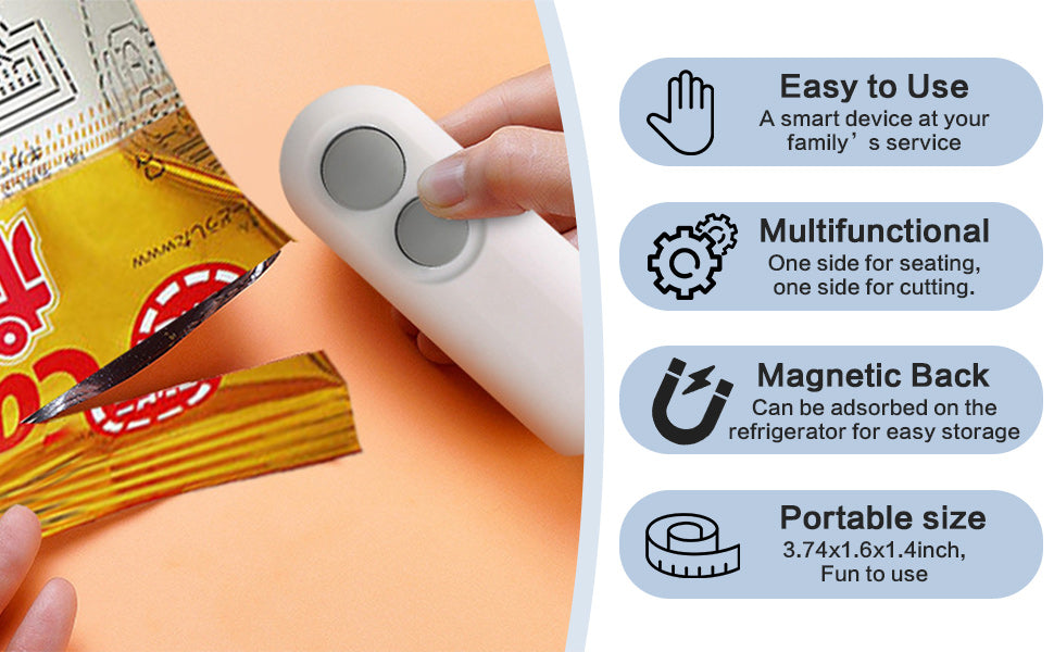 Advanced 2 in 1 USB Rechargeable Magnetic Heat Sealing & Cutting Machine for Plastic Packing Bag Sealer Mini for Food, Snack, Chips, and Plastic Bags